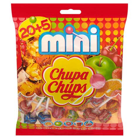 Chupa Chups 25 Assorted Flavour Mini Lollipops 150g Sweets Iceland