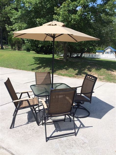 Mosaic bistro set outdoor patio garden furniture table 24 w/ 2 folding chair s. New Patio Set 6 Piece Outside with Umbrella, glass top ...