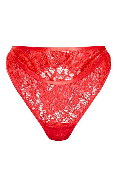 Red Floral Lace Thong Lingerie Prettylittlething