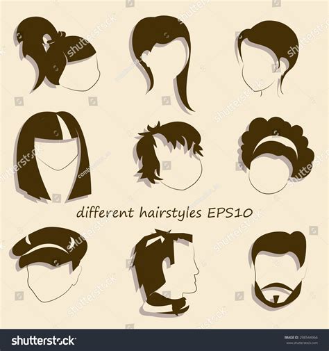 Hair Silhouettes Woman And Man Hairstyle Eps10 Royalty Free Stock