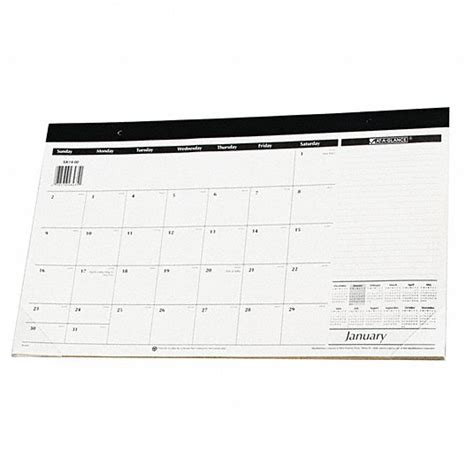 At A Glance White Monthly Desk Pad Calendar With Notes Section 17 34