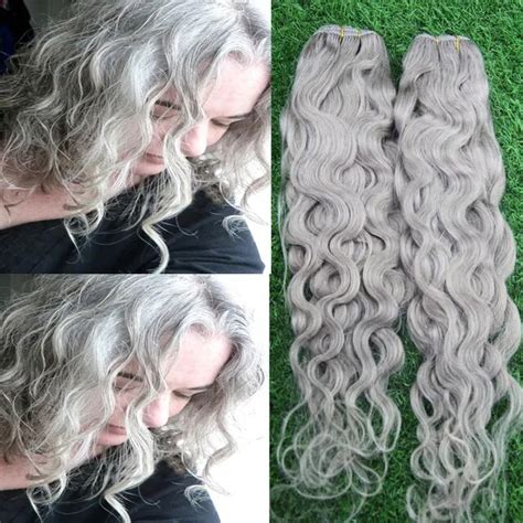 Brazilian Silver Grey Hair Extensions 1pcslot Human Grey Hair Weave
