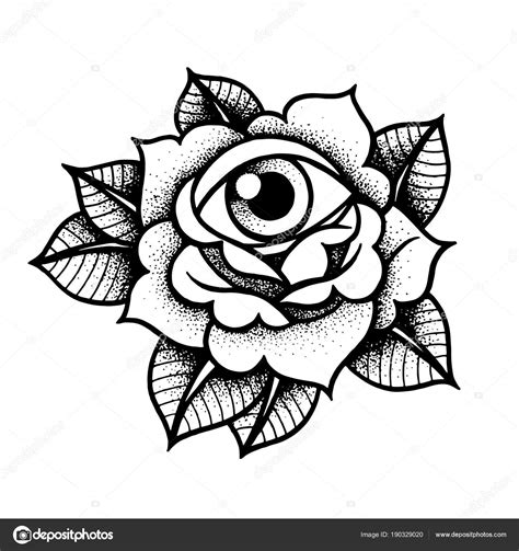 Old School Rose Tattoo With Eye Stock Vector By ©kalitakatsiaryna