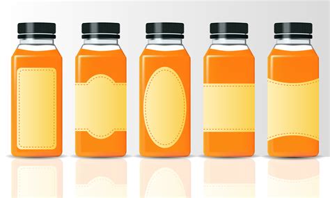 Orange Juice Bottle Mockup With Various Sticker 5500915 Vector Art At