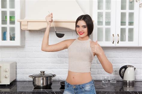 Beautiful Girl In The Kitchen Stock Image Image Of Nutrition