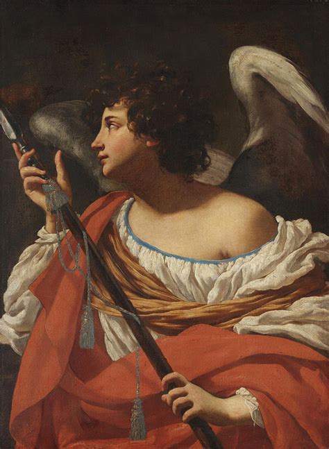 Angel With A Spear Painting By Simon Vouet Fine Art America