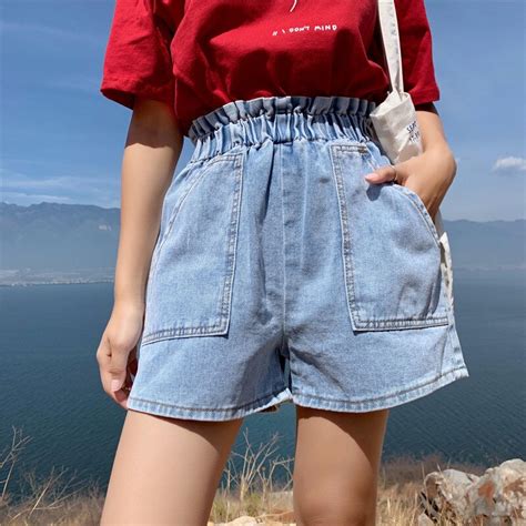 2 Colors S Xl Streetwear Summer Women Denim Shorts 2019 High Elastic