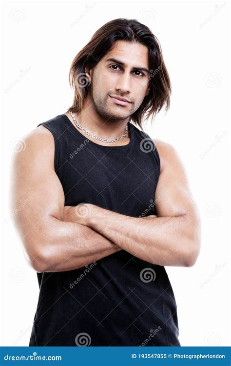 Attractive Indian Man With Arms Folded In Studio Stock Image Image Of