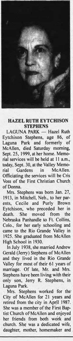 Hazel Ruth Eytchison Stephens 1913 1999 Find A Grave Memorial