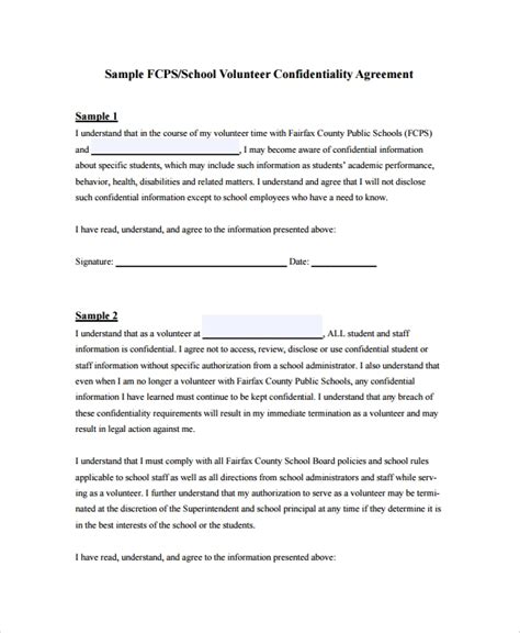 Free Sample Staff Confidentiality Agreement Templates In Pdf Ms Word