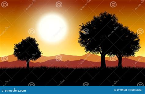 Gold Sunset Stock Vector Illustration Of Alone Dusk 39919628