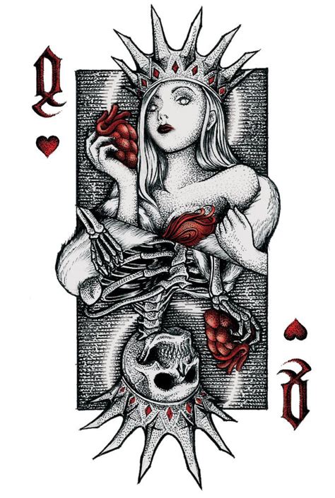 Queen Of Hearts Card Tattoo Designs Tattoo Design Drawings Playing