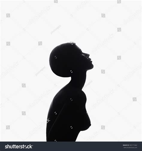 Black White Silhouette Naked Woman Sexy Stock Photo