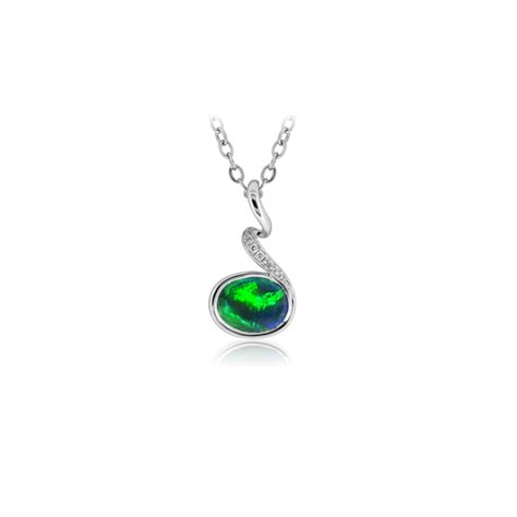 Black Opal Pendant Set In 18k White Gold With Diamonds Featuring A