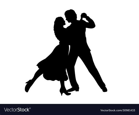 Silhouette Man And Woman In Dance Royalty Free Vector Image