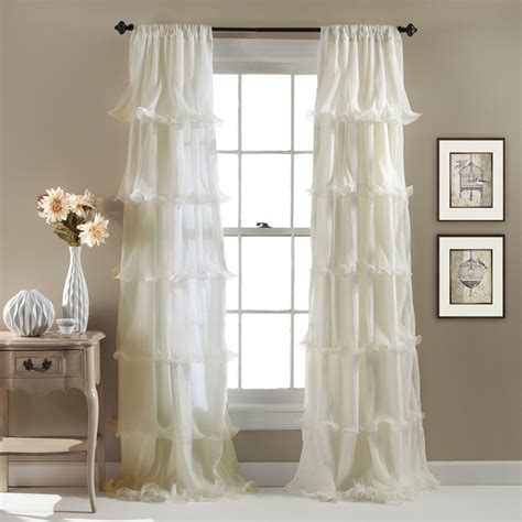 Lush Decor Nerina Ruffled Curtain Panel Ivory Beige Off White Size