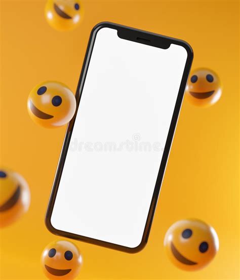 Smartphone And Smile Emoticons Social Media Concept Background 3d