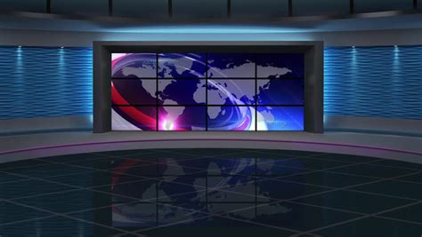 News Tv Studio Set Virtual Green Screen Background Loop
