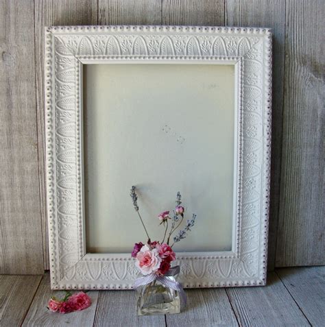 Hand Painted 8 X 10 Ornate Distressed White Frame White Distressed