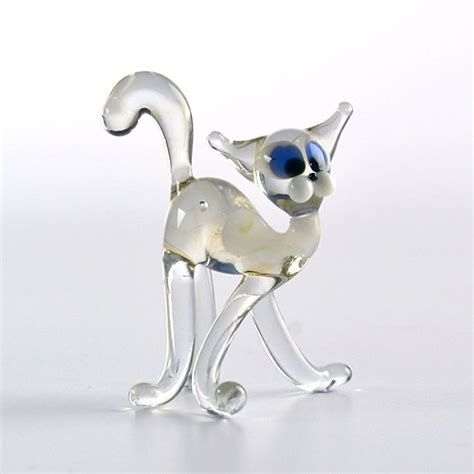 Clear Cat Glass Figurine Glass Figurines Hand Blown Glass Art Glass
