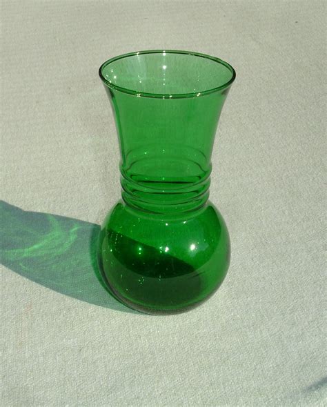 Antique Small Green Depression Glass Vase By Harmoneescreations