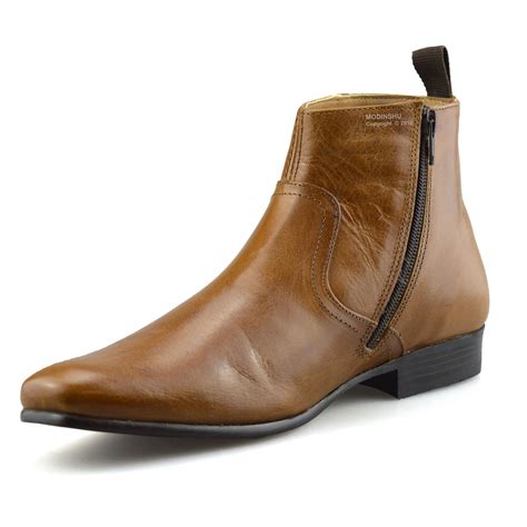 Mens New Leather Zip Up Smart Formal Chelsea Dealer Work Ankle Boots
