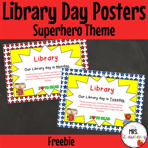 Library Day Posters Mrs Strawberry