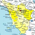Map of Tuscany with major Cities + Places