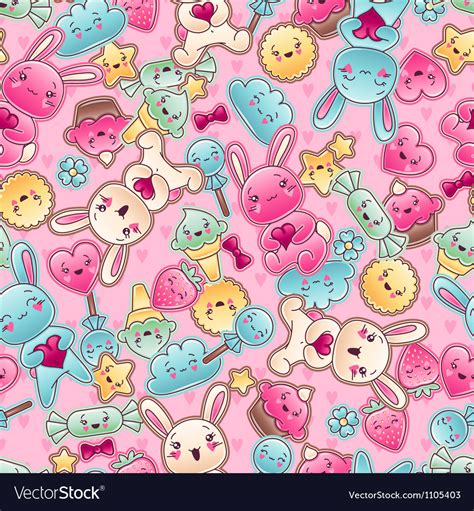 Seamless Kawaii Child Pattern With Cute Doodles Vector Image
