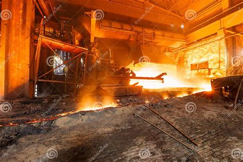 Blast Furnace Smelting Liquid Steel In Steel Mills Stock Image Image