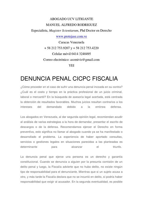 Denuncia penal cicpc fiscalia by Javier Nuñez Issuu