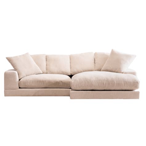 Plunge Cappuccino Cream Corduroy Reversible Sectional Sofa With Chaise
