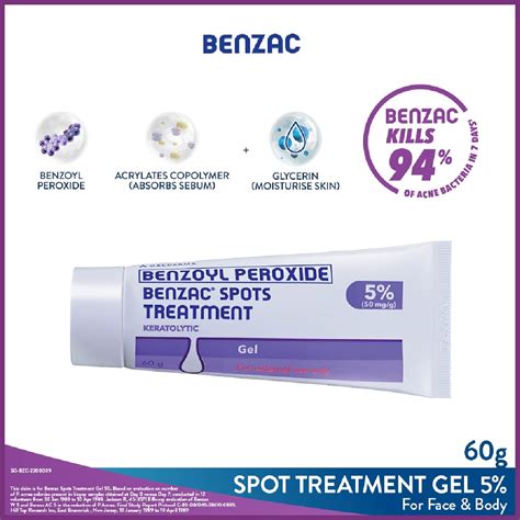 Benzac Spots Treatment Water Base Gel 5 Helps Clear Acne 60g Watsons Singapore