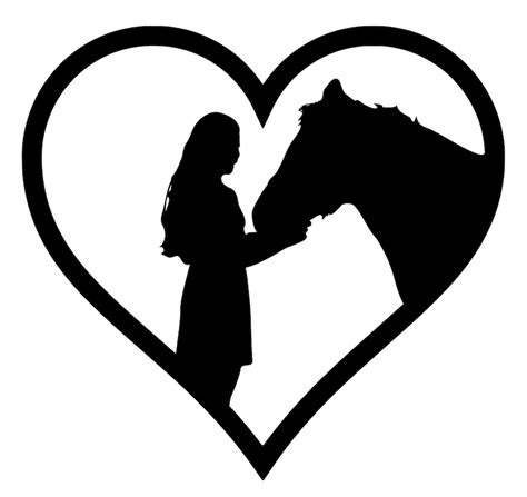 Girl & Horse Svg Heart Silhouette Horse Lover Clipart File | Etsy