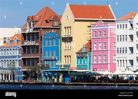 The Colourful Dutch Caribbean Architecture In Willemstad Curacao Stock