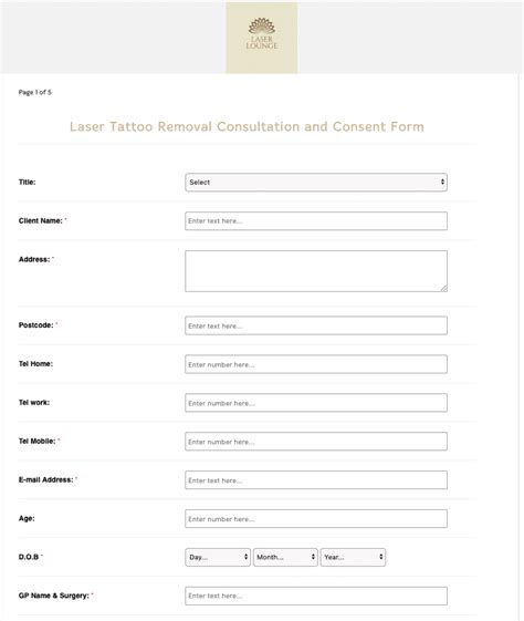 Laser Tattoo Removal Consultation And Consent Form Template Ipegs