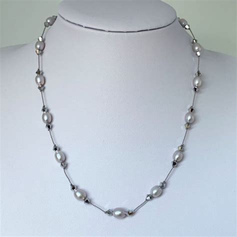 Freshwater Pearl And Swarovski Crystal Necklace Kate Love Your Rocks