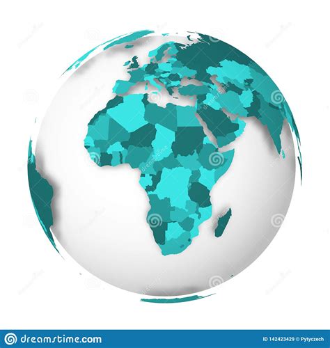 Blank Political Map Of Africa 3d Earth Globe With Turquoise Blue Map