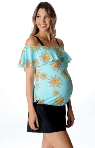 Ruffle Bandeau Maternity Tankini Top Sunburst Mermaid Maternity