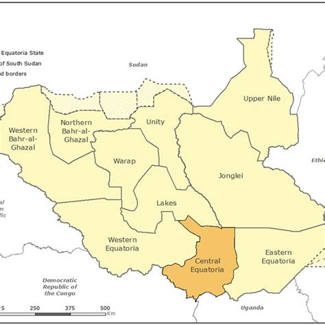 The Ten States Of South Sudan With Central Equatoria State Highlighted