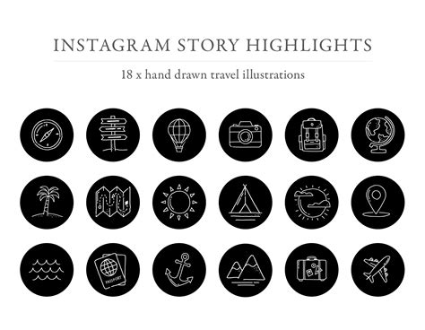 Instagram Highlights Travel Icons Instagram Black Instant Download Etsy