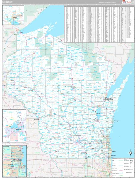 Wisconsin Wall Map Premium Style By Marketmaps Mapsales