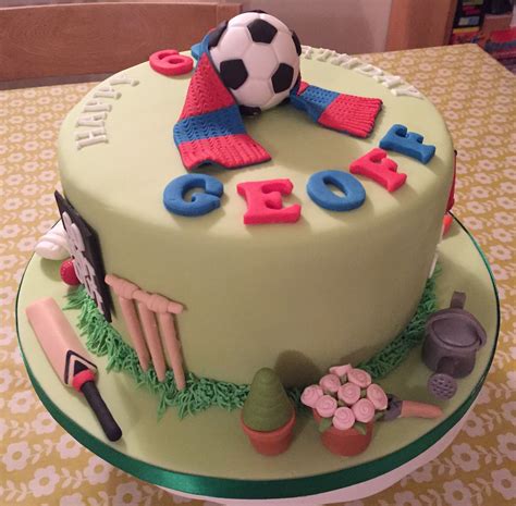 Football Cricket And Gardening Birthday Cake Cricket Cake Novelty