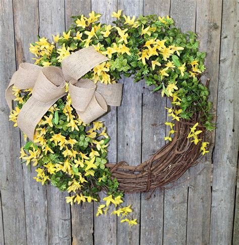 Forsythia Wreath Spring Door Decor Country Wreath Forsythia Etsy