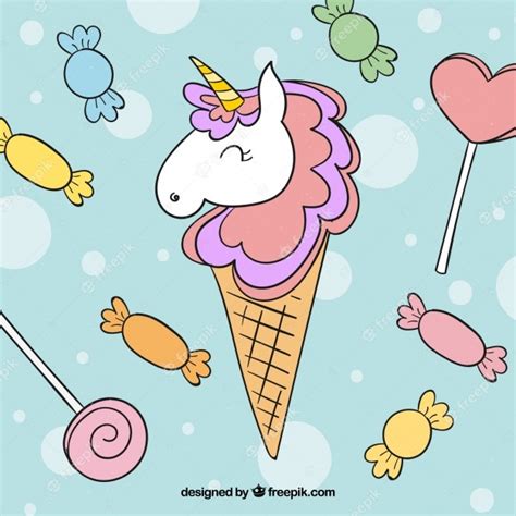 Background Of Sweets And Ice Cream Unicorn Vector Free Download