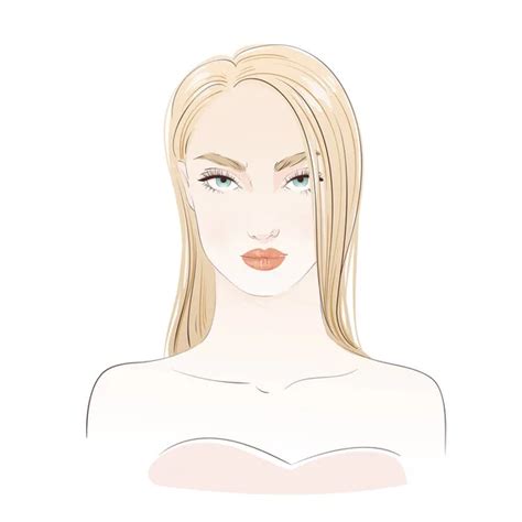 Beautiful Sexy Blonde Woman Portrait Hand Drawn Vector Illustration Stock Vector Image By