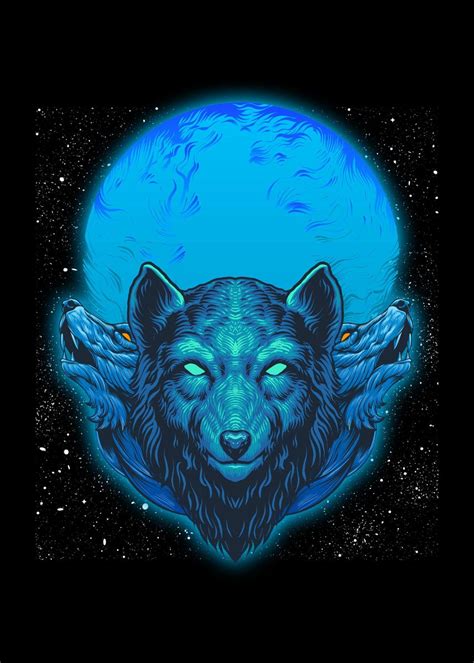 Moon Howling Wolves Winter Poster By Professionaldesigns Displate
