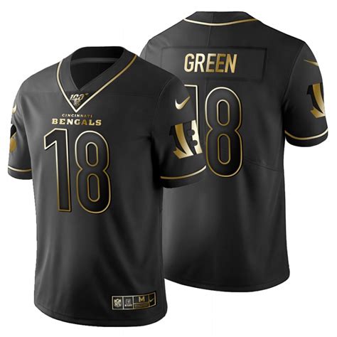 Cincinnati Bengals 18 Aj Green Mens Nike Black Golden Limited Nfl