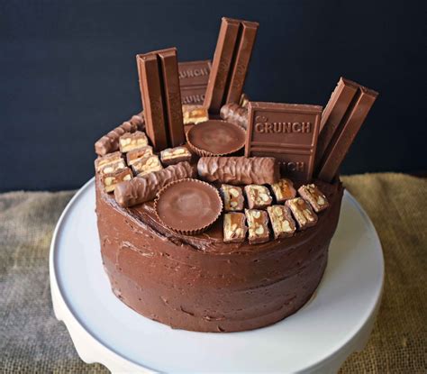 Just adapt the following recipes to make a layered cake: Candy Bar Stash Chocolate Cake | Modern Honey
