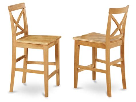 No bar is complete without appropriate furniture. Set of 2 bar stools kitchen counter height chairs w/ wood ...